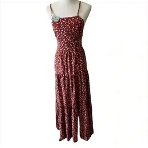 🆕 bellanblue  Floral BOHO Lace Up Back Maxi Dress size M